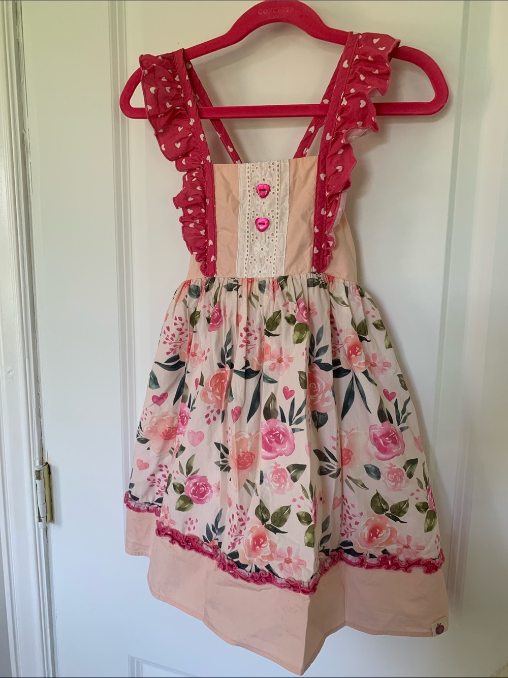 cheeky plum Pink and Peach Floral Sundress with Heart-Strap Detail
